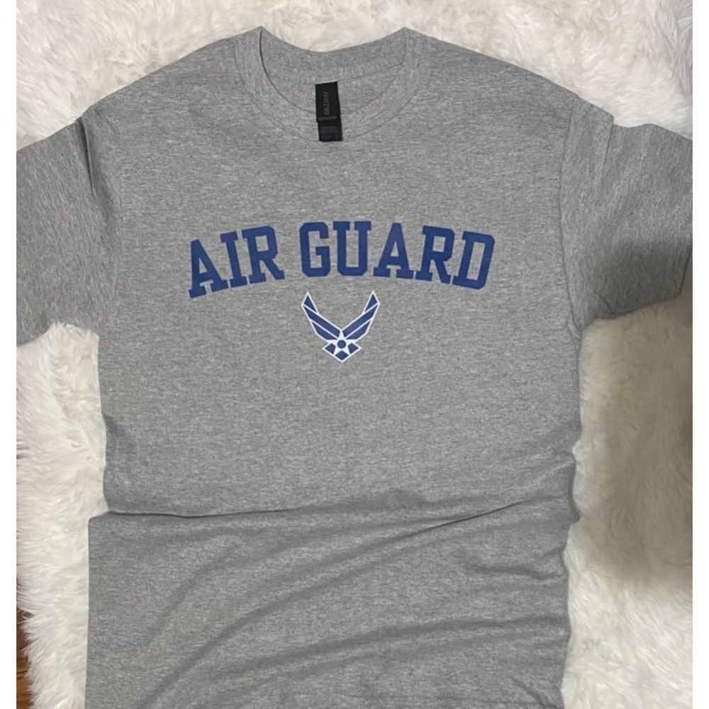 Air Guard Hughes T-Shirt Gray Military Patriotic USA Graphic Tee